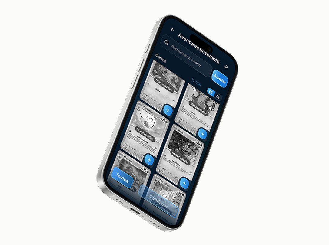 Écran d'ajout multiple de cartes dans l'application Cardzia