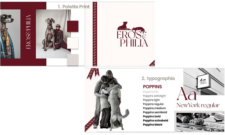 Stylescape définissant l'univers visuel de la marque Eros & Philia