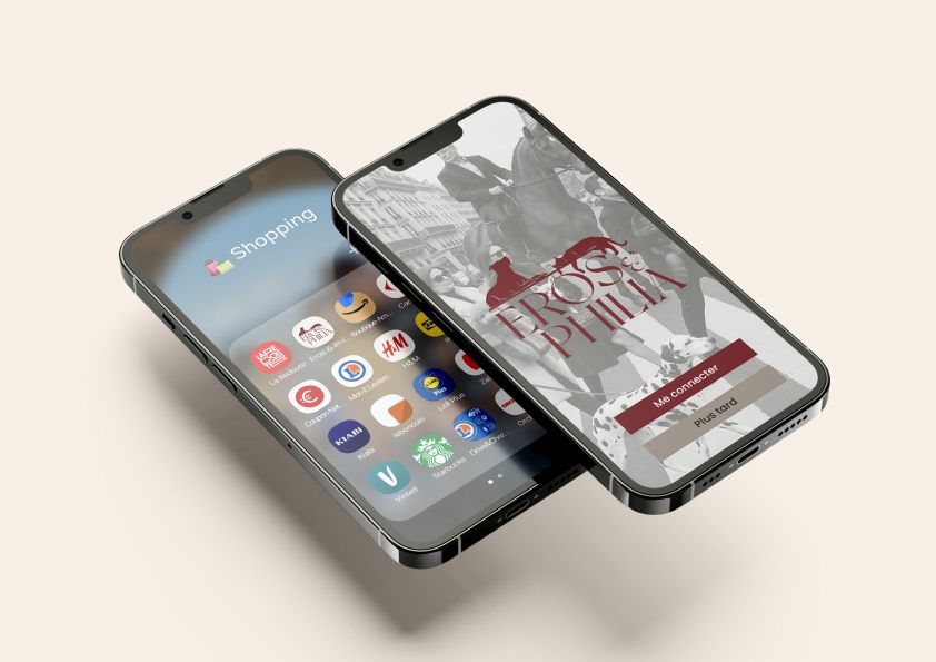 Écrans de l'application mobile Eros & Philia