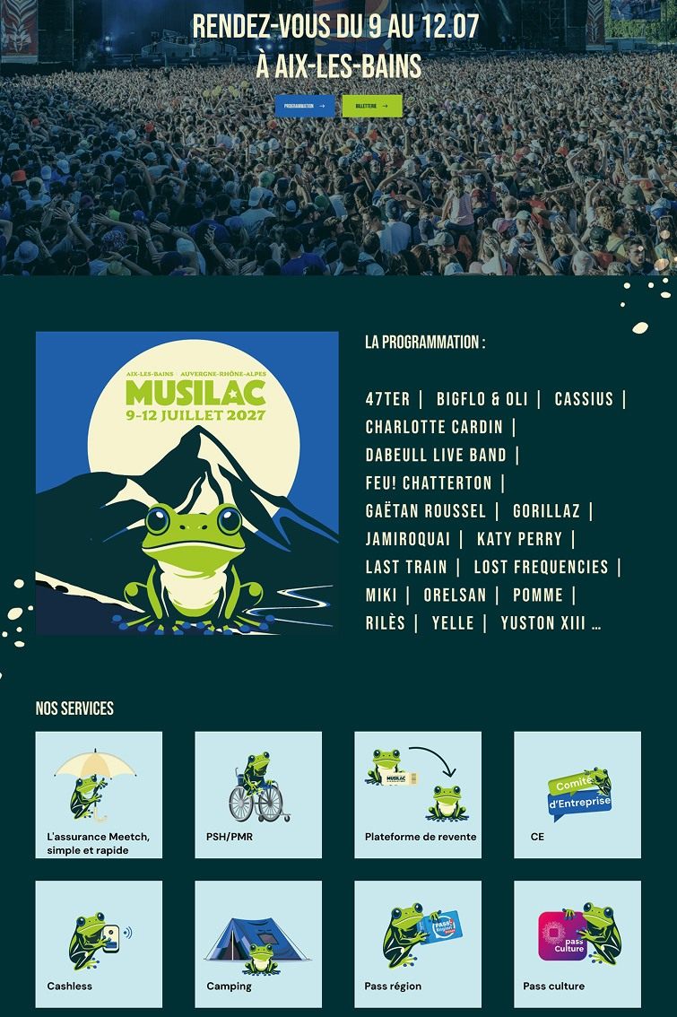Page d'accueil du site du festival Musilac